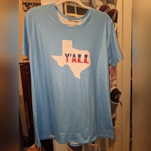 Texas Y'all Boot T shirt, Blue, Southern Stich, M, NWT